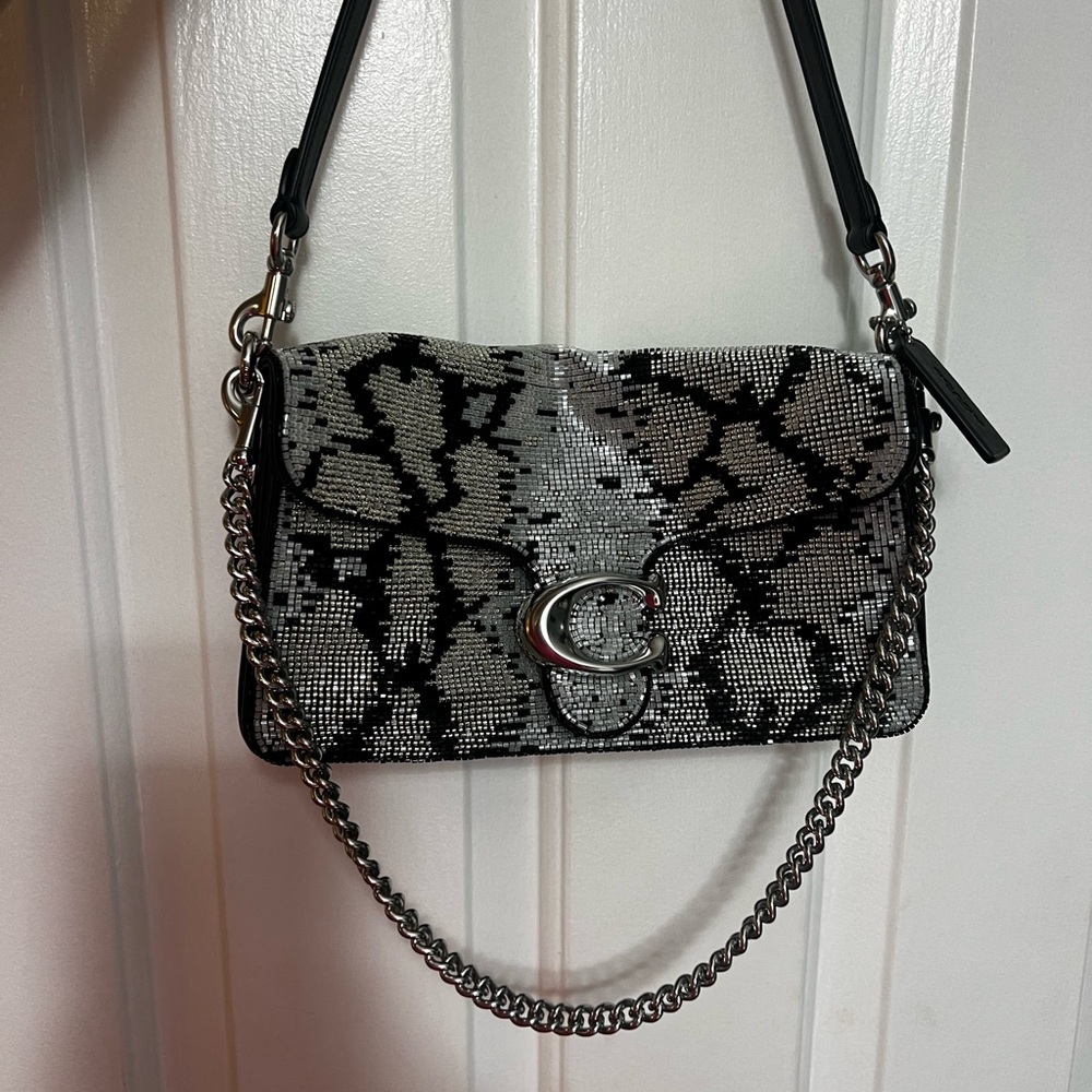 Coach Black and Silver Tabby 26 Shoulder Bag